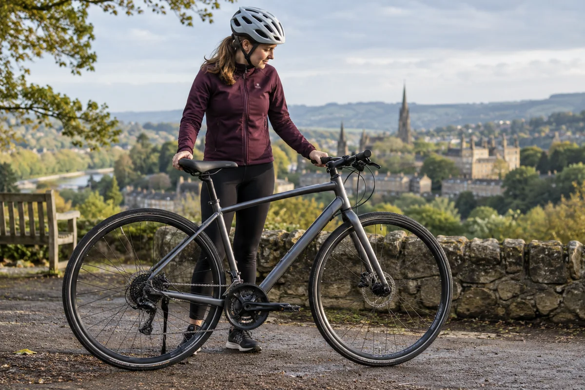 Cyclist or mechanic demonstrating practical considerations for How to choose the best hybrid bike