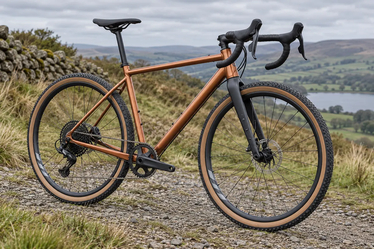 Copper gravel bicycle on a British countryside track