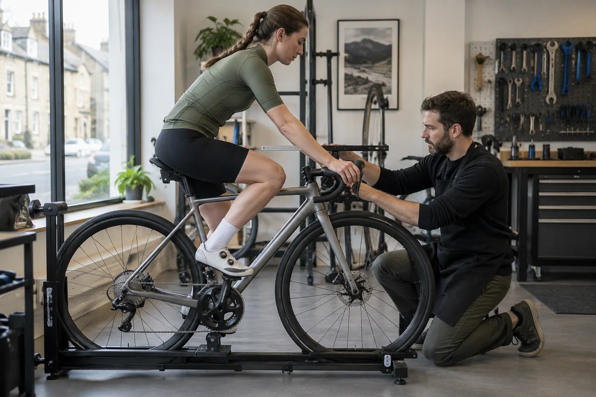 Cyclist or mechanic demonstrating practical considerations for Aairsk GT900 geometry and sizing