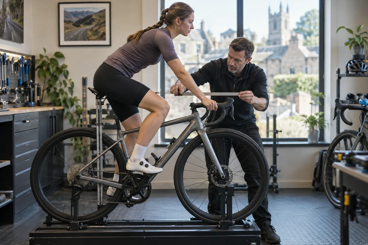 Cyclist or mechanic demonstrating practical considerations for Aairsk X5 geometry and sizing