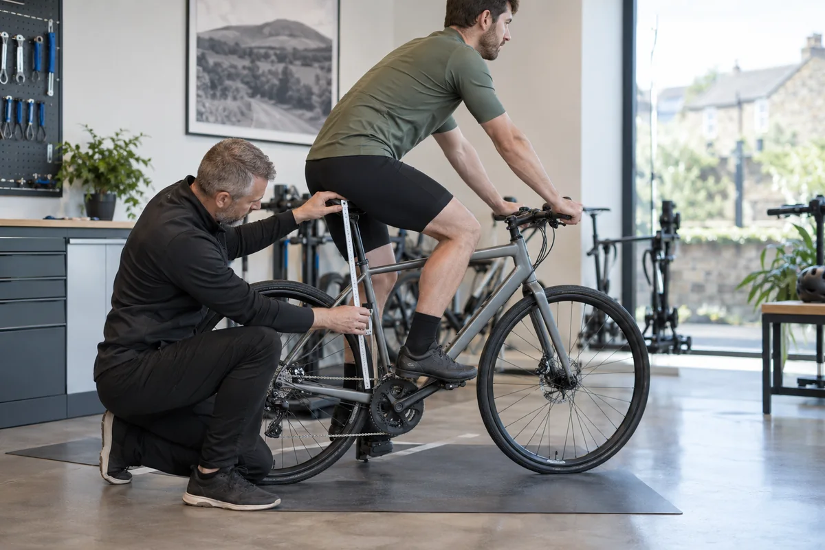 Realistic British cycling scene for Boardman HYB 8.9 geometry and sizing