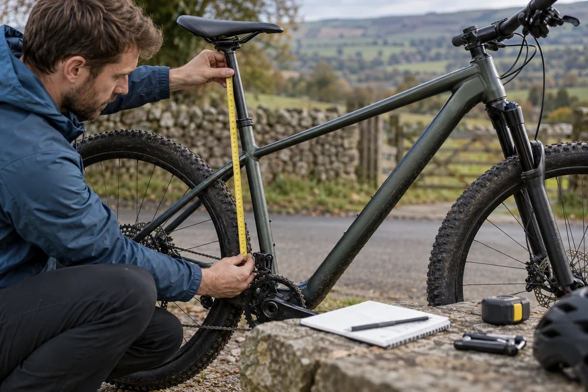 Detailed bicycle and equipment checks relevant to Boardman MHT 8.9 geometry and sizing