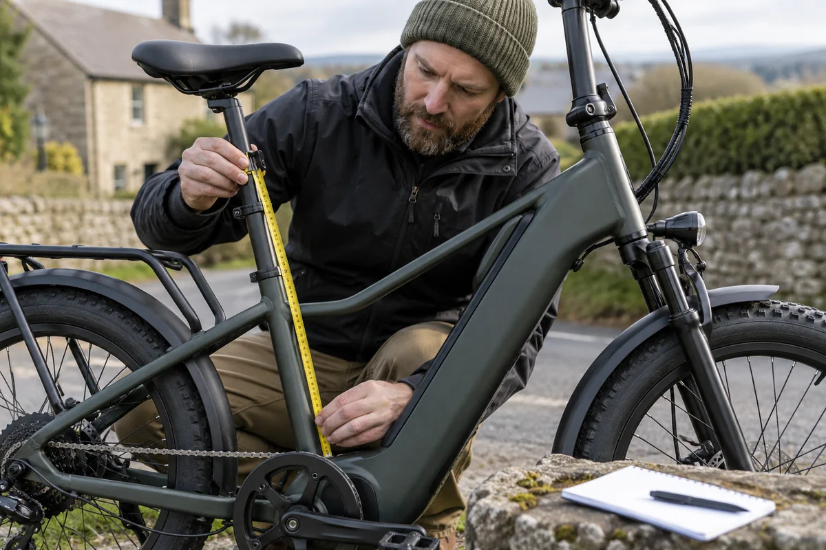 Detailed bicycle and equipment checks relevant to ENGWE Engine X geometry and sizing