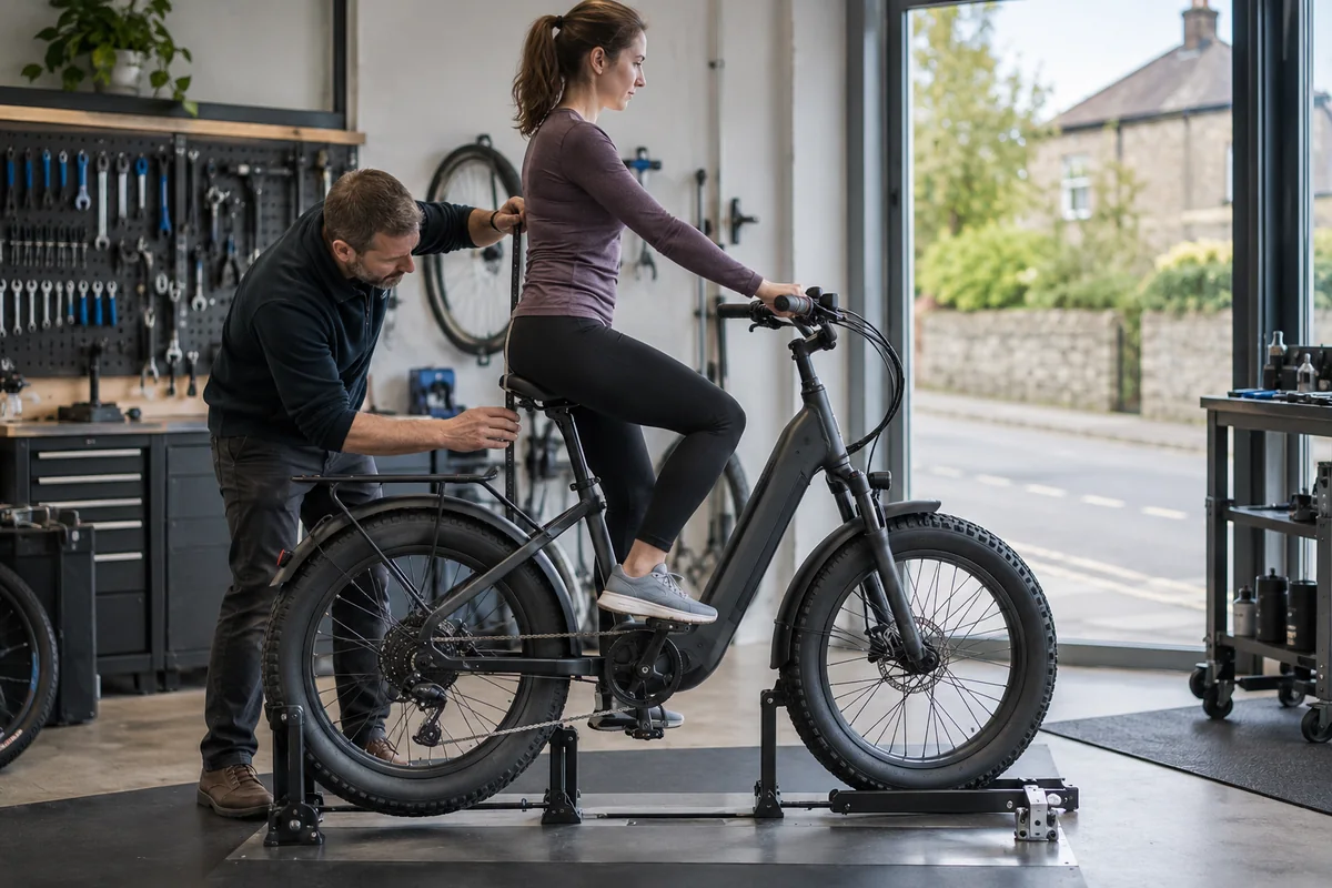 Cyclist or mechanic demonstrating practical considerations for ENGWE EP-2 3.0 Boost geometry and sizing