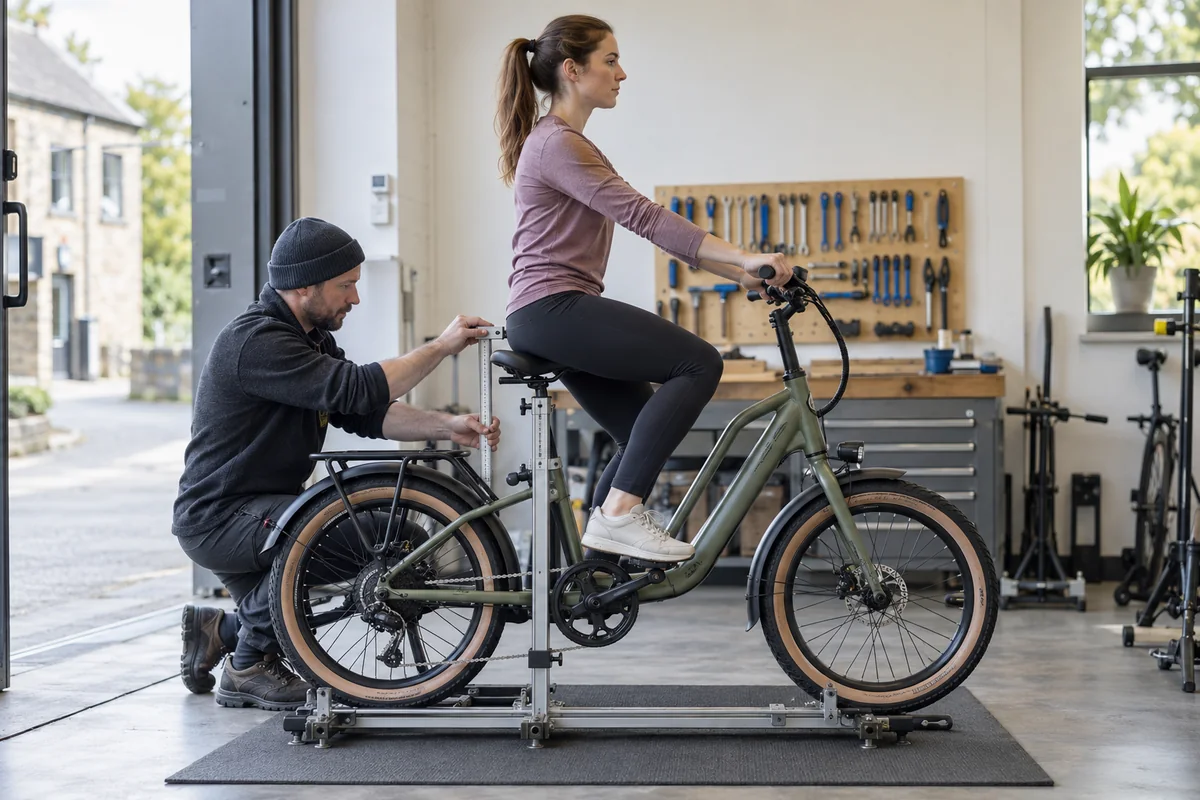 Cyclist or mechanic demonstrating practical considerations for ENGWE L20 3.0 Pro geometry and sizing
