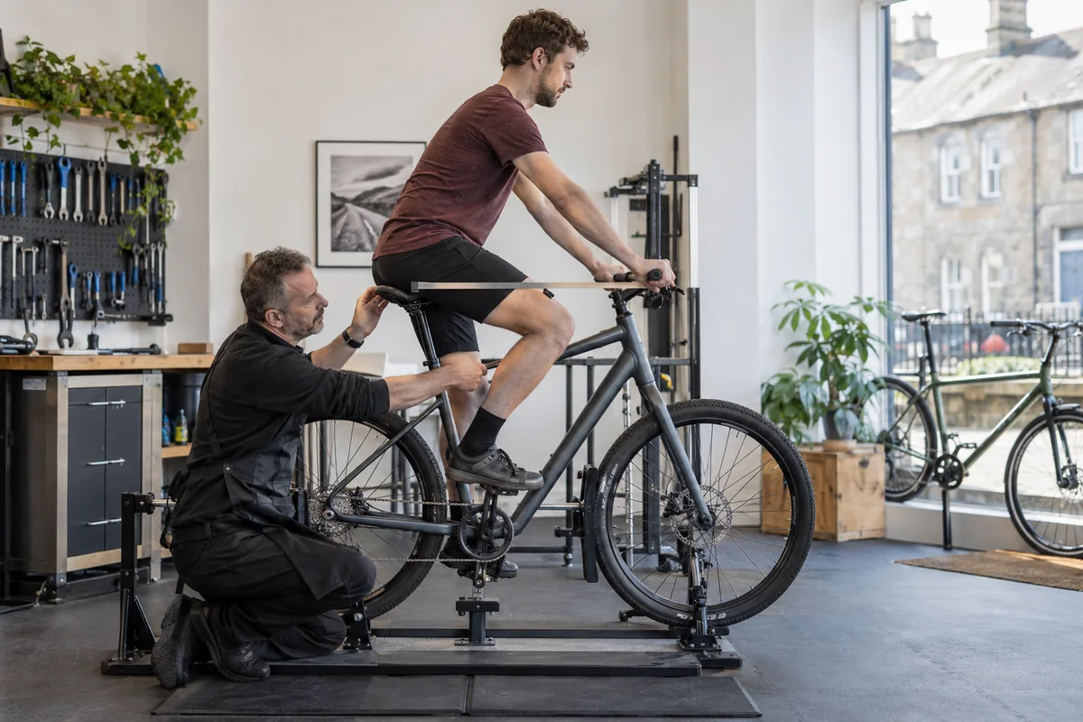 Cyclist or mechanic demonstrating practical considerations for ENGWE O20 Boost geometry and sizing