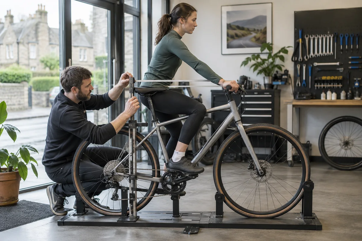 Cyclist or mechanic demonstrating practical considerations for HITWAY BK10S geometry and sizing