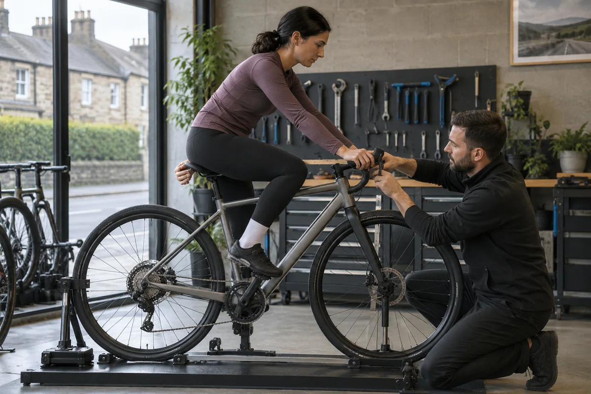 Cyclist or mechanic demonstrating practical considerations for HITWAY BK36 geometry and sizing