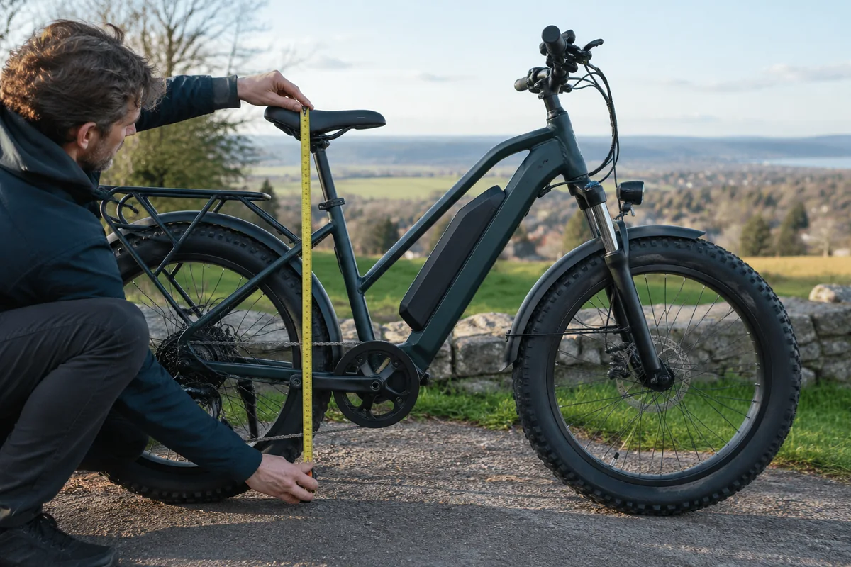 Detailed bicycle and equipment checks relevant to JESRIDER 48V 32Ah Dual Motor geometry and sizing