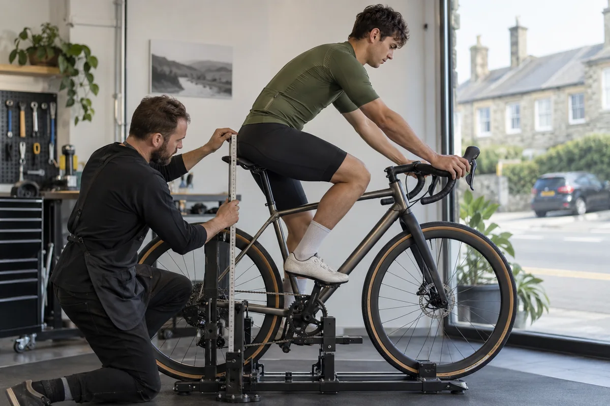 Cyclist or mechanic demonstrating practical considerations for JESRIDER K800P geometry and sizing