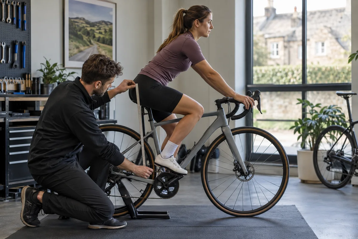 Realistic British cycling scene for Tenways AGO Performance geometry and sizing