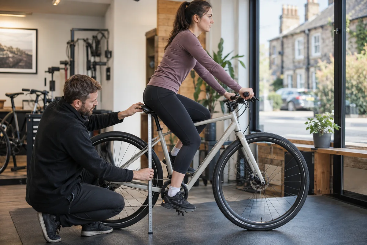 Realistic British cycling scene for Tenways AGO T geometry and sizing
