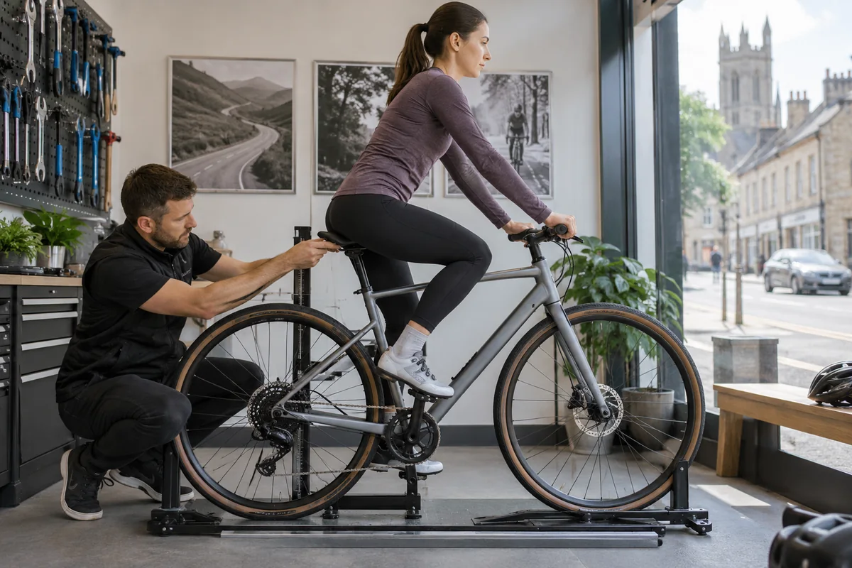 Cyclist or mechanic demonstrating practical considerations for Tenways AGO X geometry and sizing