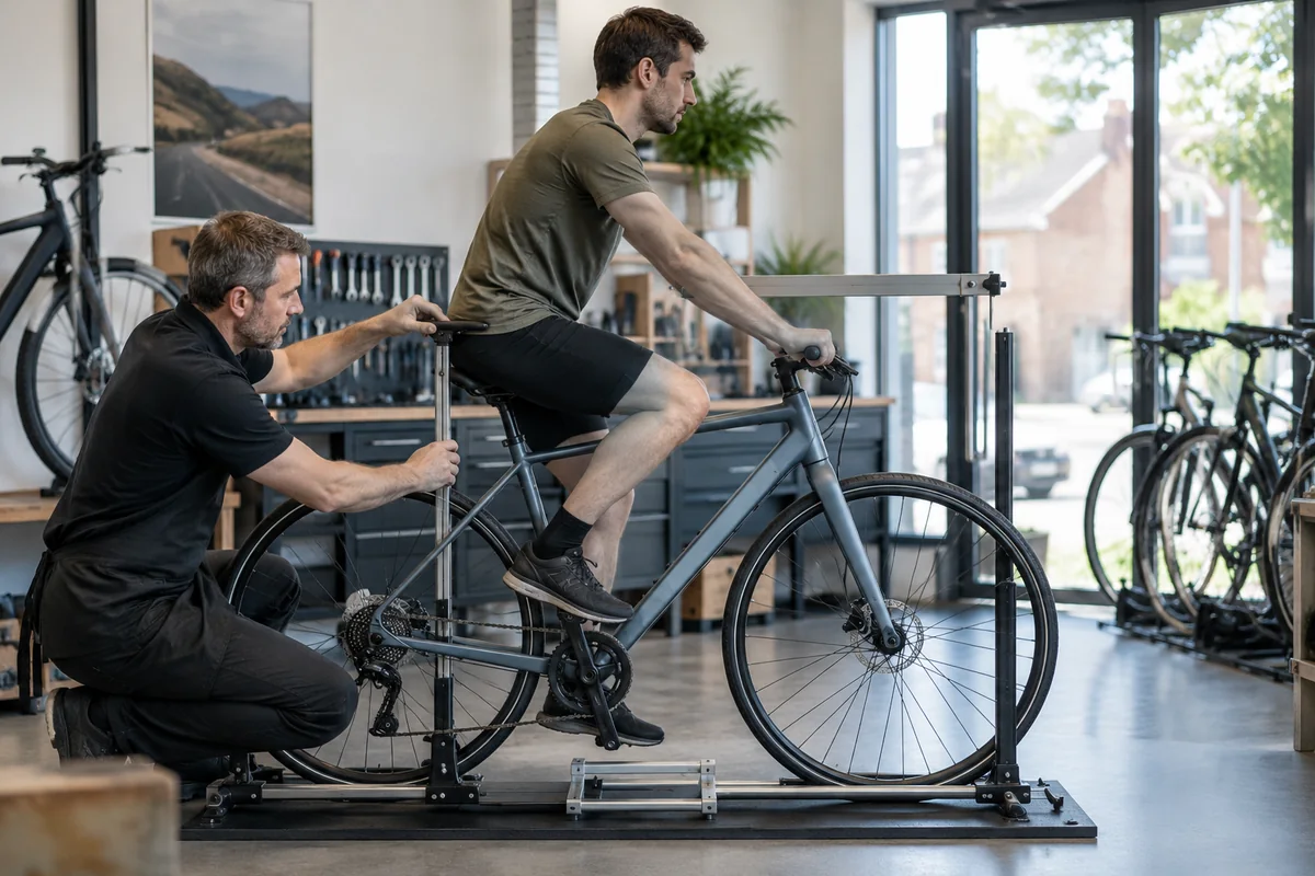 Cyclist or mechanic demonstrating practical considerations for Tenways CGO600 Pro geometry and sizing