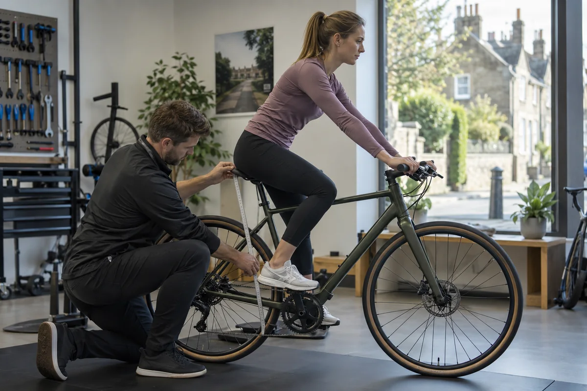 Realistic British cycling scene for Tenways CGO800 Plus geometry and sizing