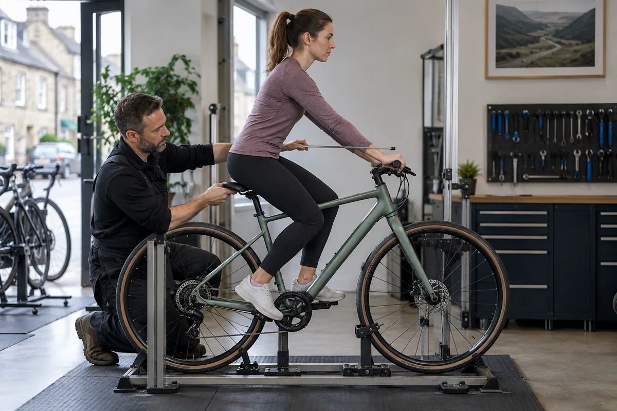 Cyclist or mechanic demonstrating practical considerations for Tenways CGO800S geometry and sizing