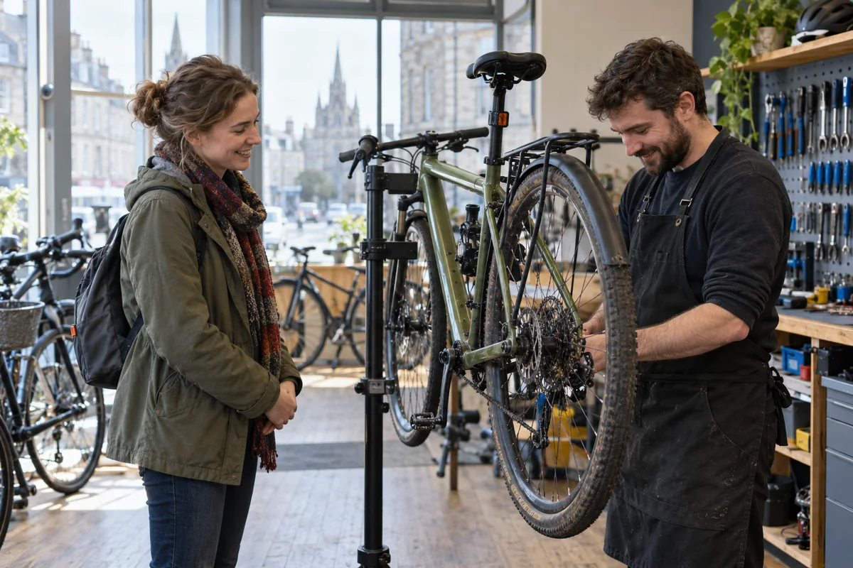 Realistic British cycling scene for Bike Shops in Aberdeen: Local Stores, Repairs & Maps