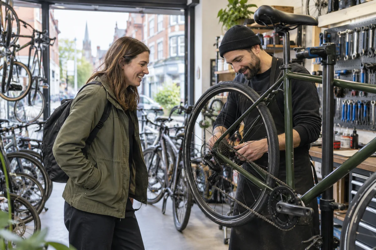 Realistic British cycling scene for Bike Shops in Birmingham: Local Stores, Repairs & Maps