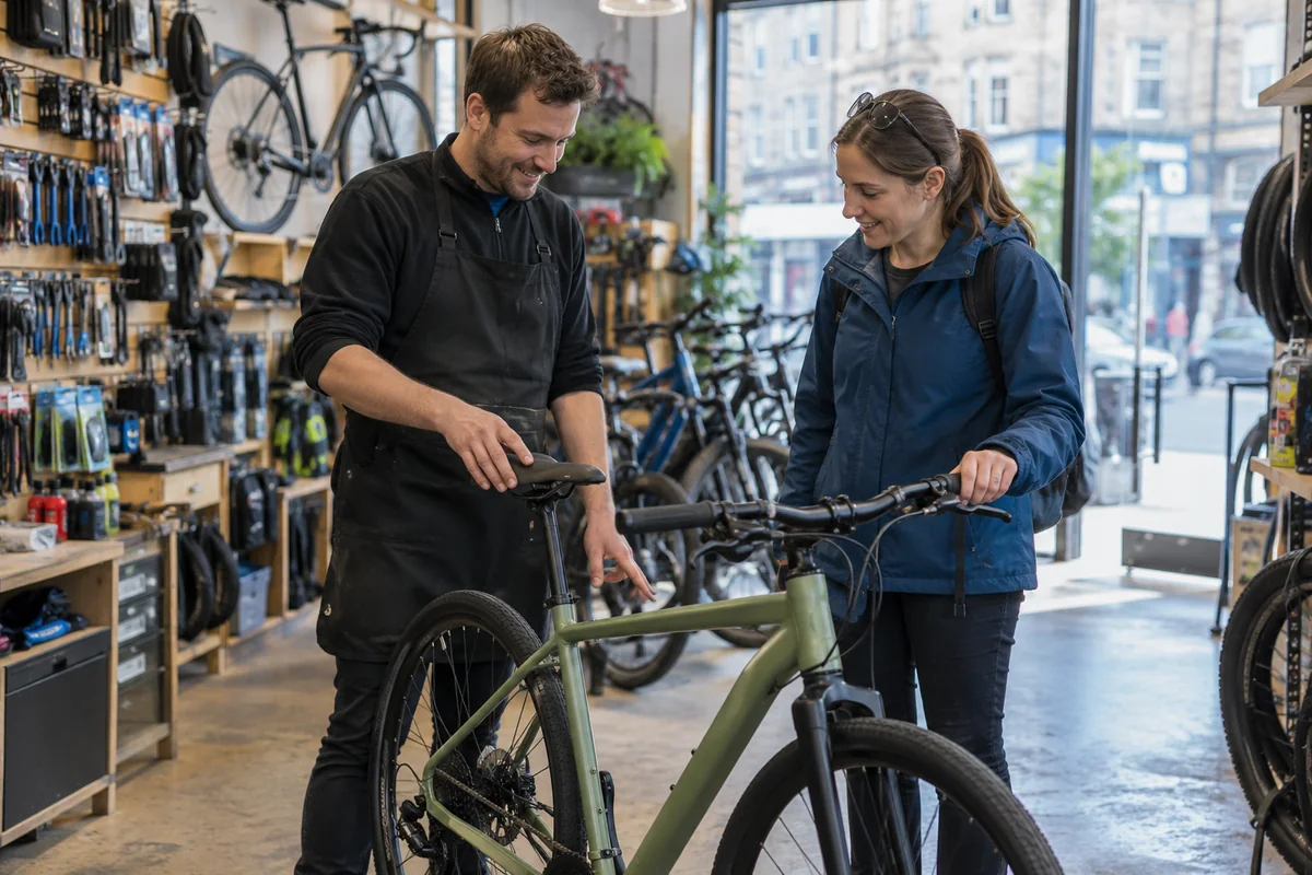 Realistic British cycling scene for Dales Cycles, Glasgow: Address, Services & Map