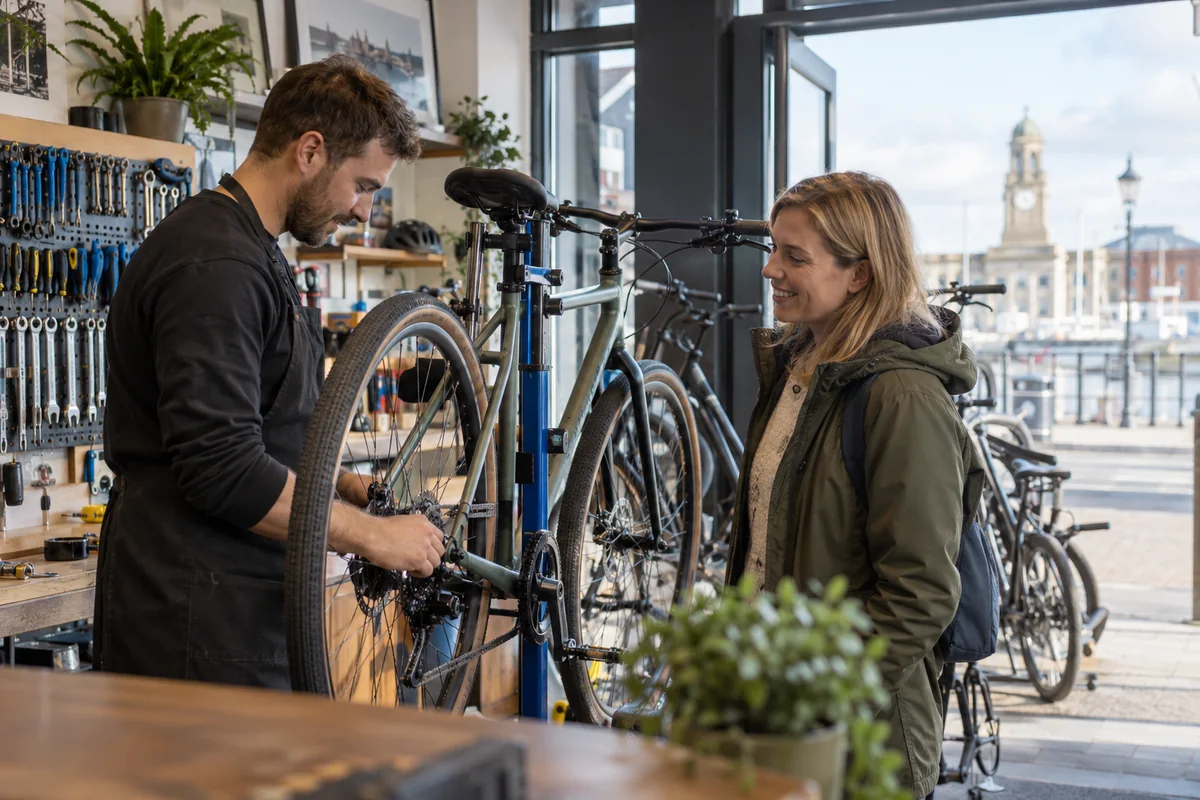 Realistic British cycling scene for Bike Shops in Southampton: Local Stores, Repairs & Maps