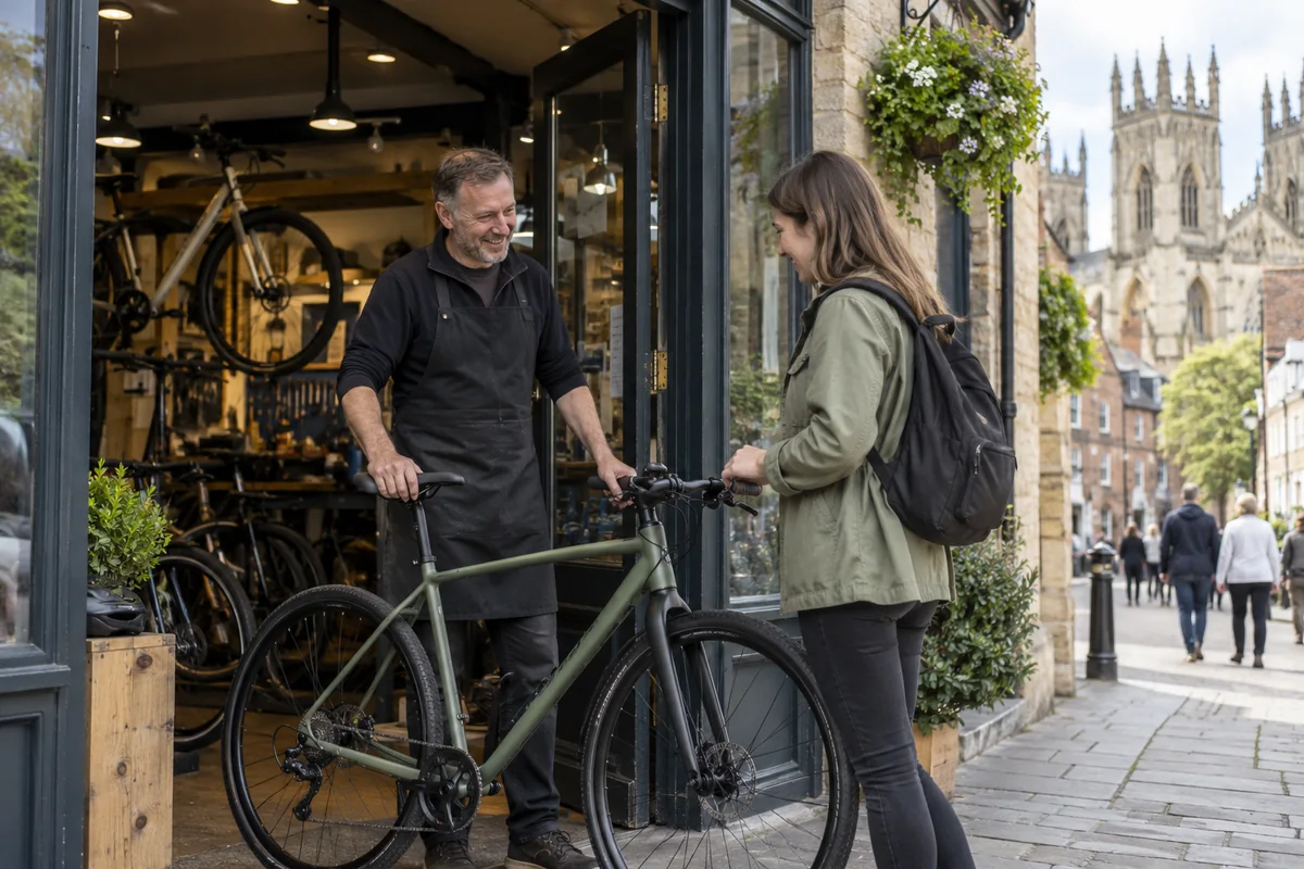 Realistic British cycling scene for Cycle Heaven of York, York: Address, Services & Map