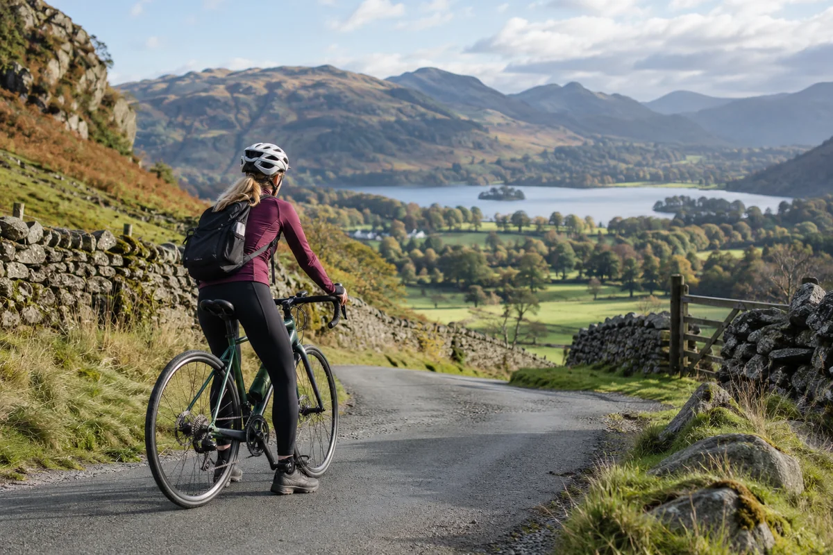 Realistic British cycling scene for Free Cycle Route Planner & Mapper UK