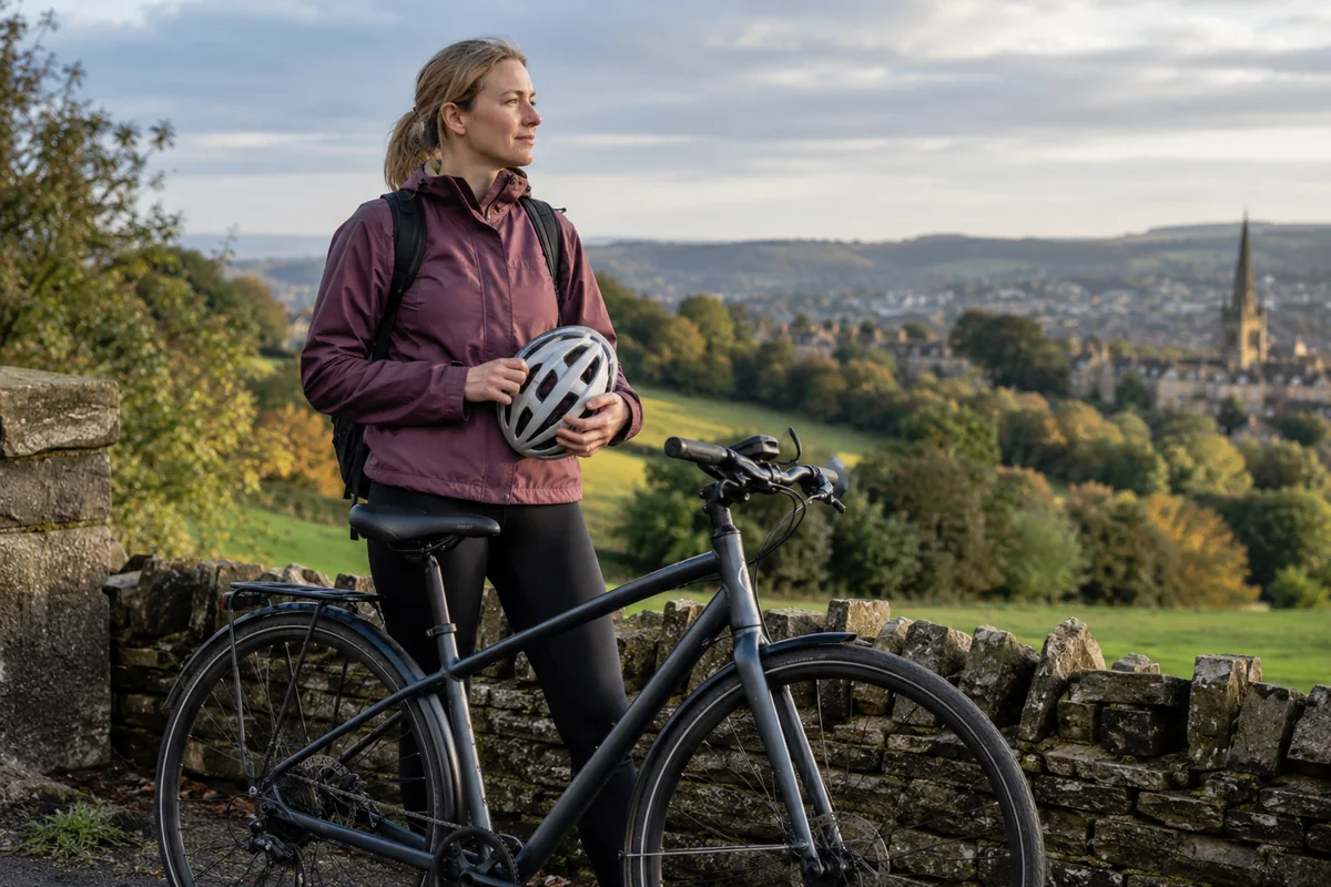 Realistic British cycling scene for What happens at the end of Cycle to Work?