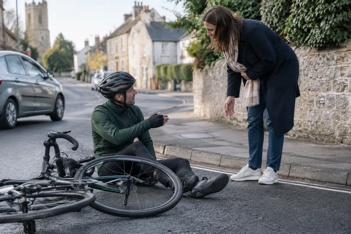Realistic British cycling scene for Public liability insurance for cyclists