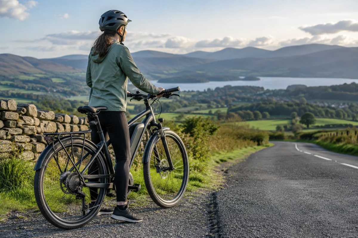 Realistic British cycling scene for UK electric-bike range calculator