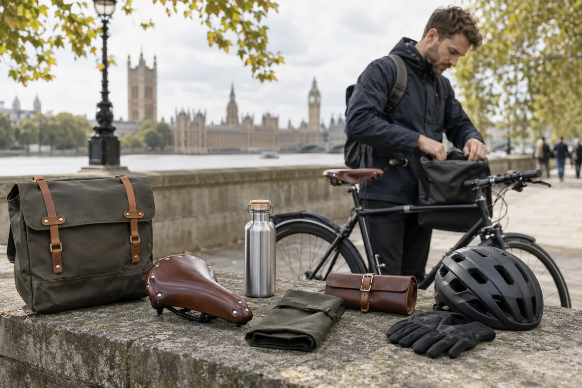 Realistic British cycling scene for Brooks England Gear for Cycle Commuting | Product Guides