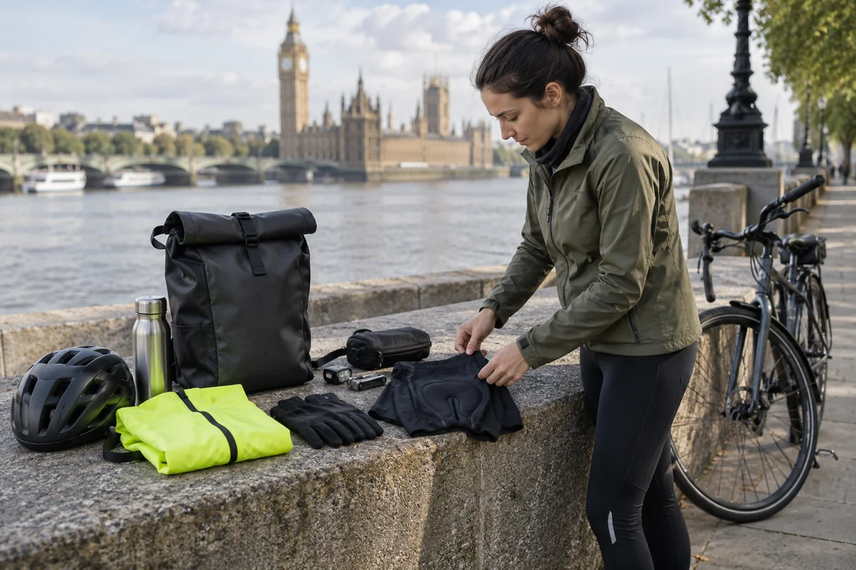 Realistic British cycling scene for Bumkins Gear for Cycle Commuting | Product Guides