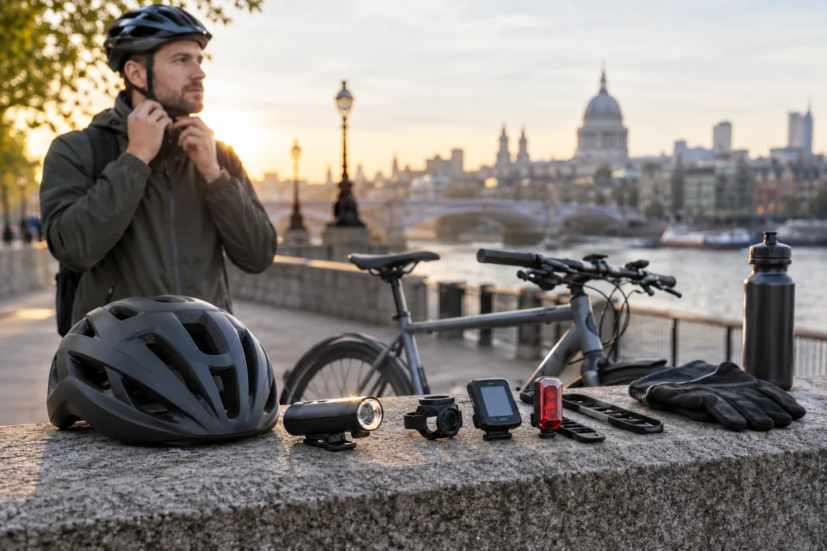 Realistic British cycling scene for CatEye Gear for Cycle Commuting | Product Guides