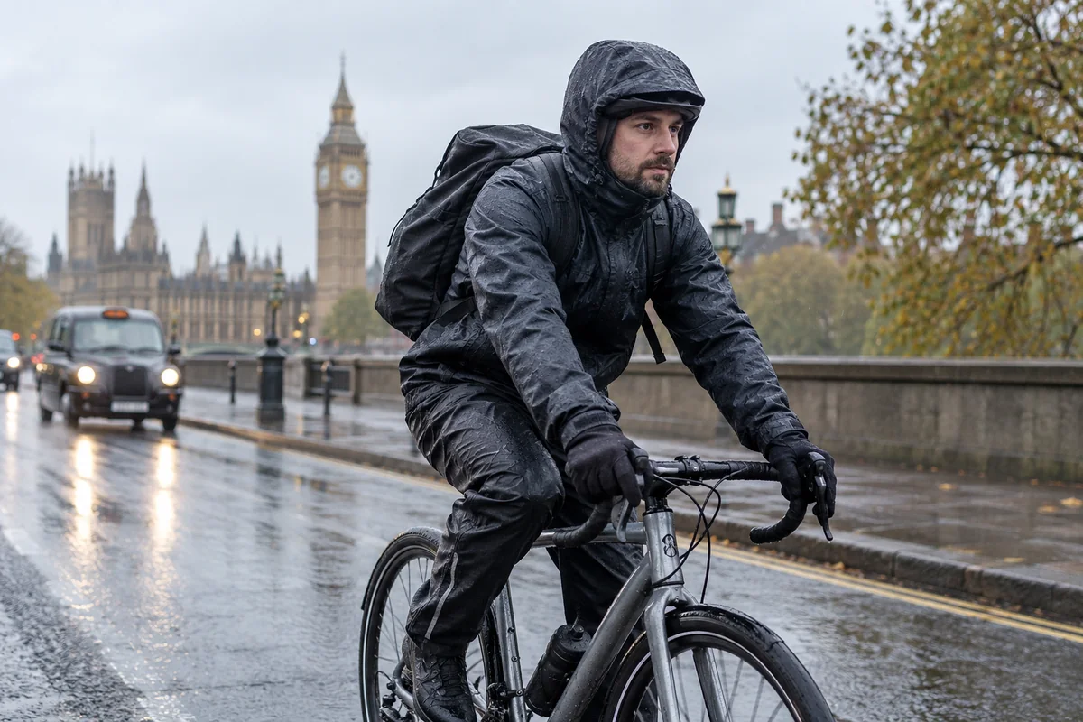 Cyclist or mechanic demonstrating practical considerations for Drysure Gear for Cycle Commuting | Product Guides