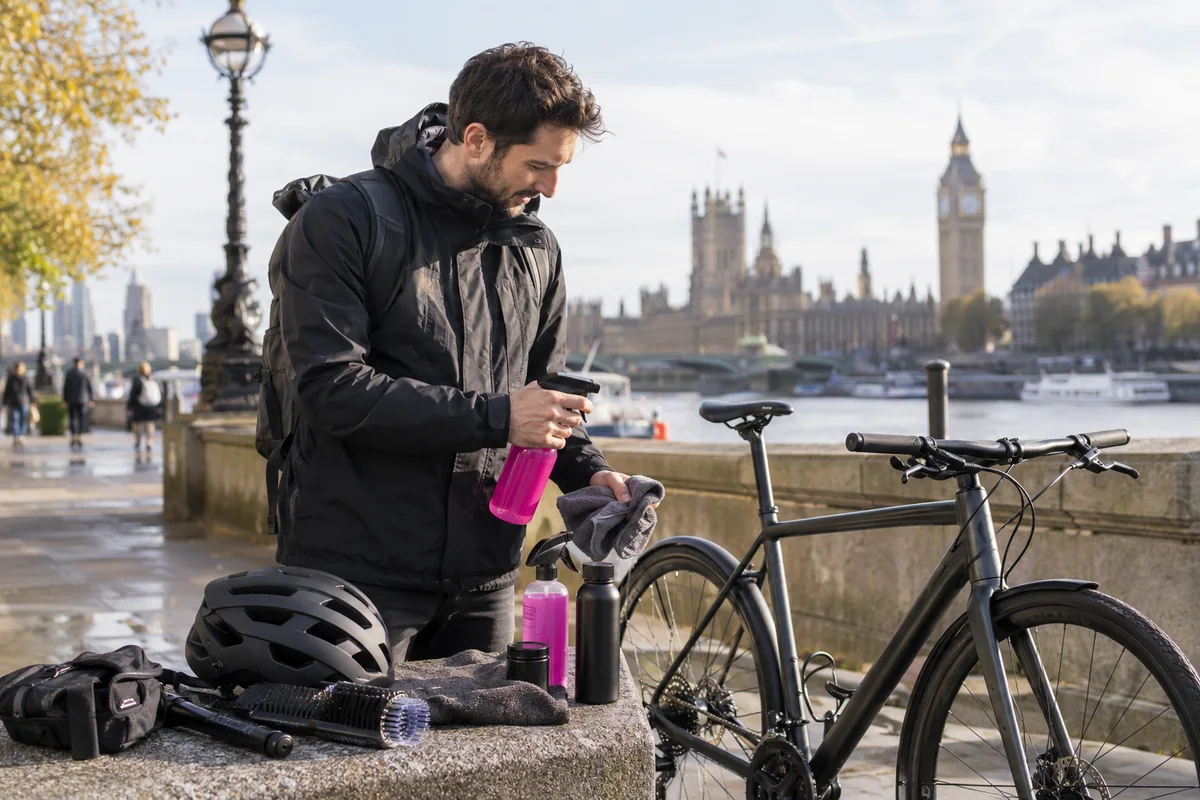 Realistic British cycling scene for Muc-Off Gear for Cycle Commuting | Product Guides