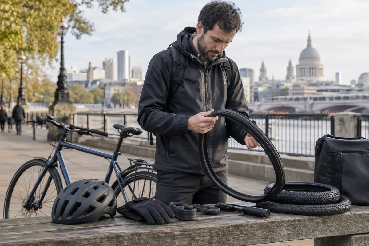 Realistic British cycling scene for Schwalbe Gear for Cycle Commuting | Product Guides