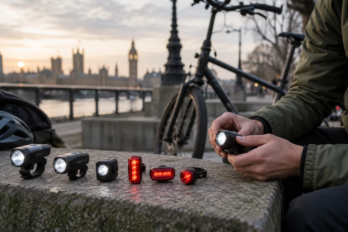 Realistic British cycling scene for Commuter bike light sets: Compare Products & UK Buying Guide