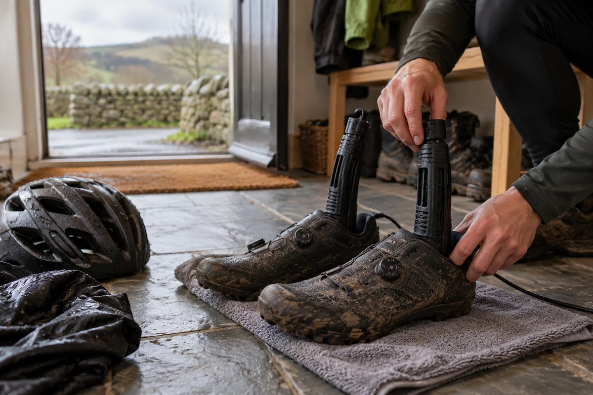 Detailed bicycle and equipment checks relevant to Shoe dryers for wet cycling footwear: Compare Products & UK Buying Guide