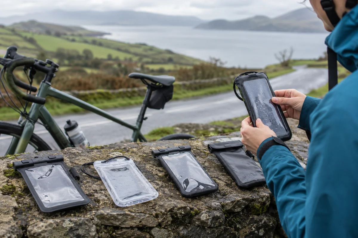 Realistic British cycling scene for Waterproof phone pouches for cycling: Compare Products & UK Buying Guide