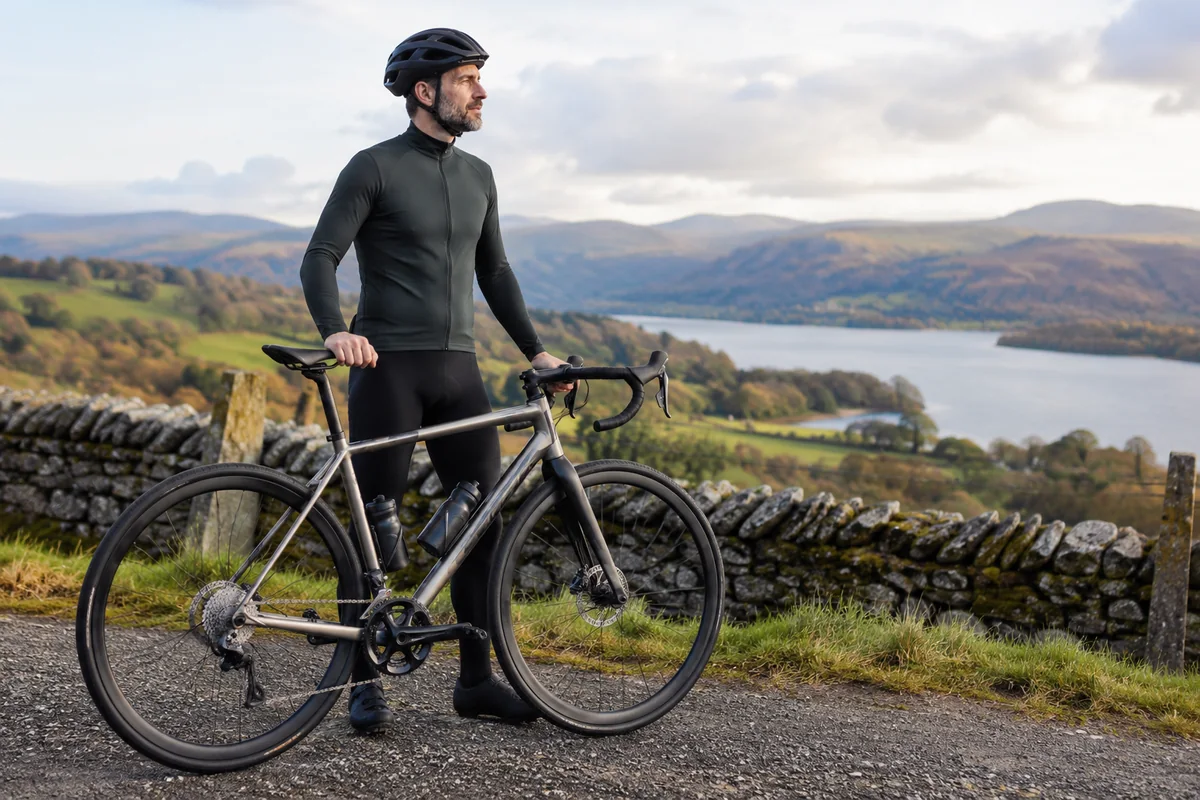 Realistic British cycling scene for High-Value Bike Insurance UK