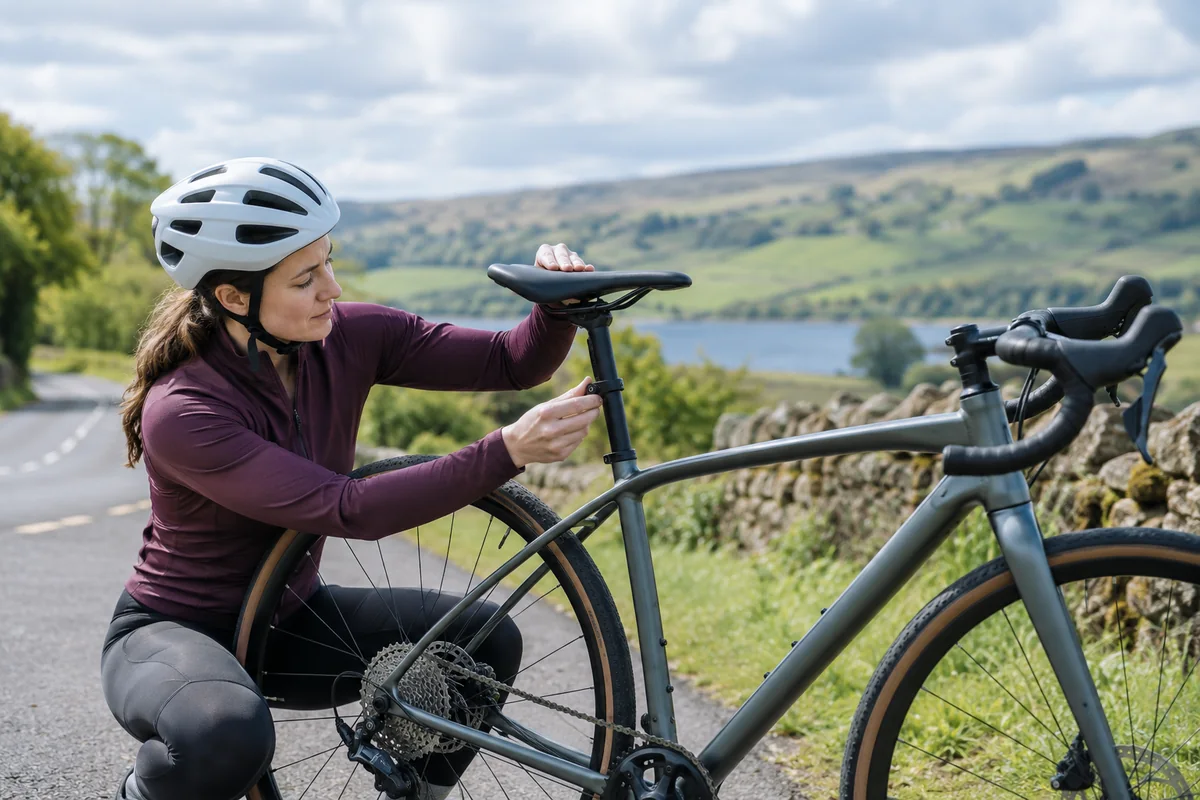 Cyclist or mechanic demonstrating practical considerations for How to adjust bicycle saddle height