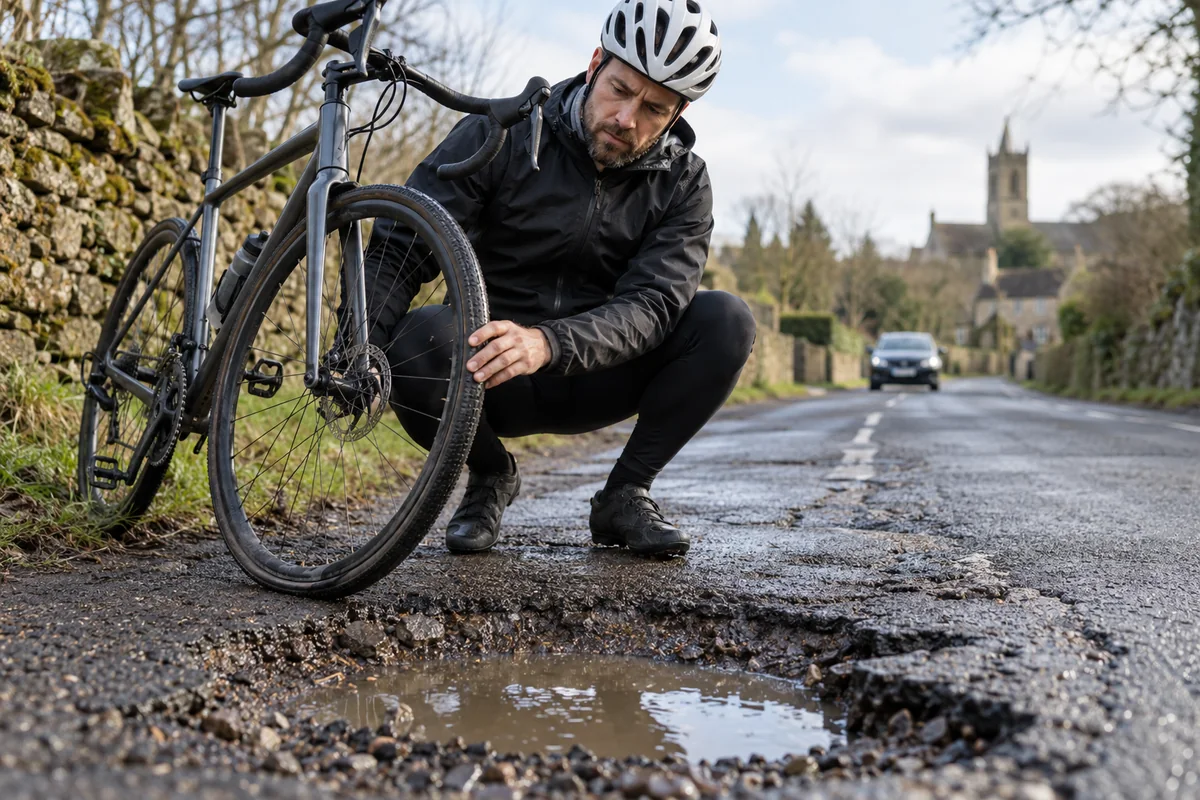 Cyclist or mechanic demonstrating practical considerations for Pothole bicycle damage and injury claims