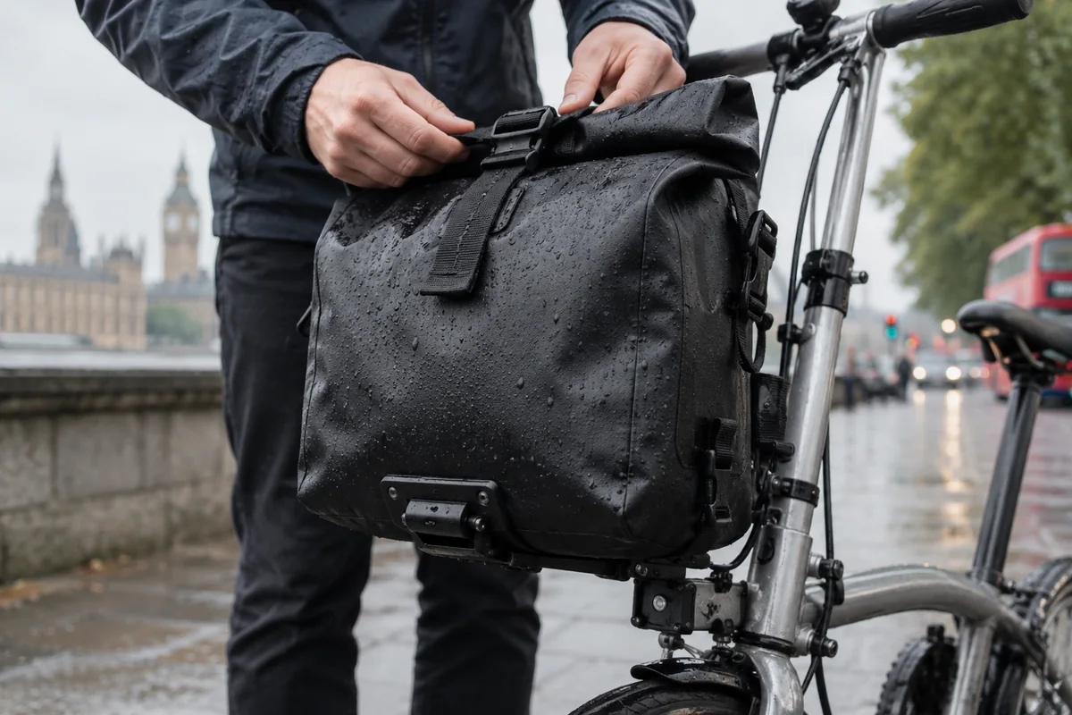 Detailed bicycle and equipment checks relevant to Brompton waterproof courier bags: models and prices