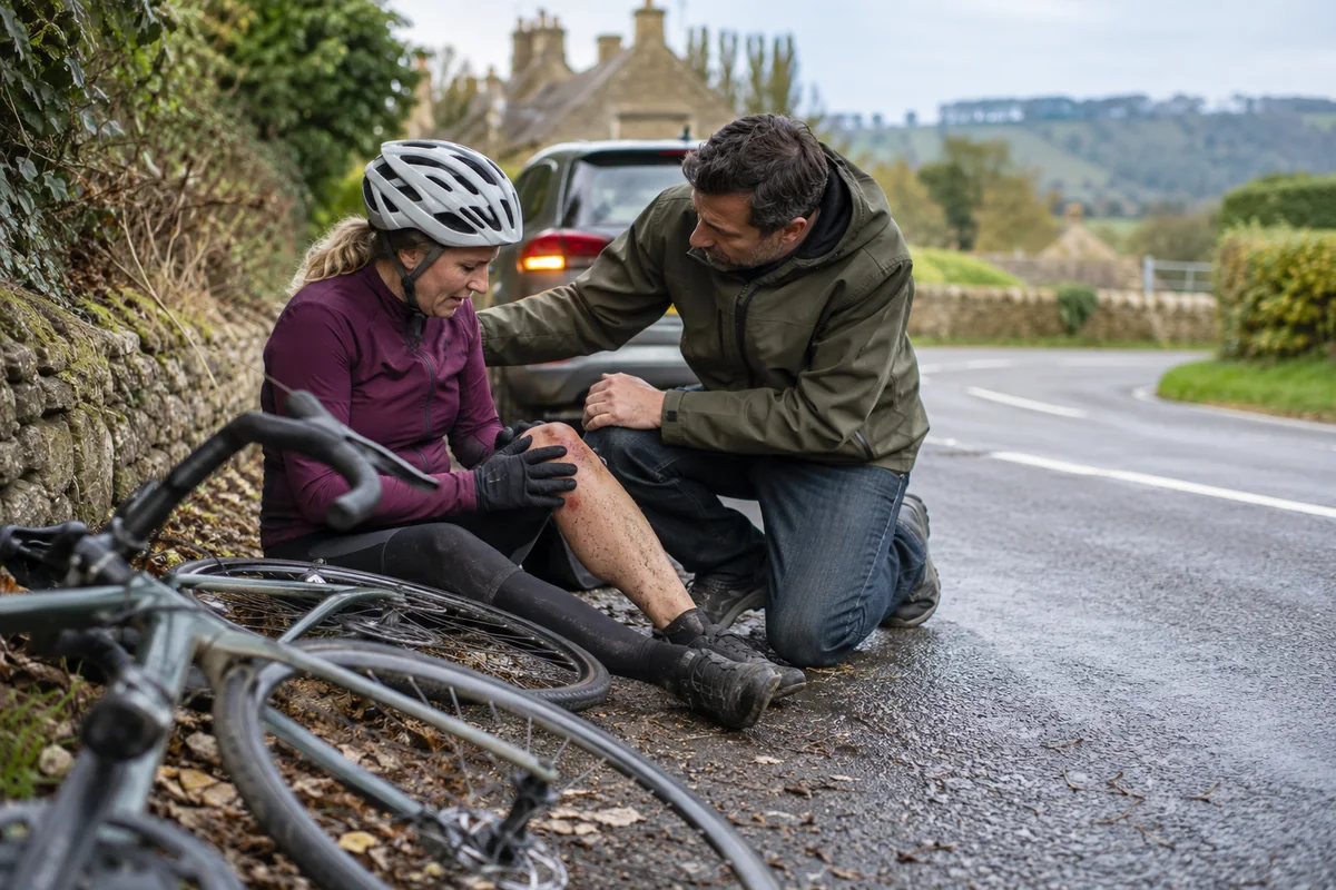 Realistic British cycling scene for What to do after a cycling collision