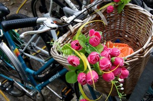 Bike basket with flowers