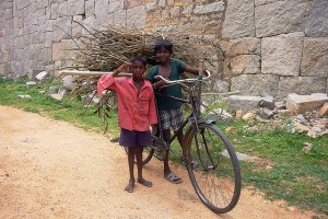 Small boy with a massive bike