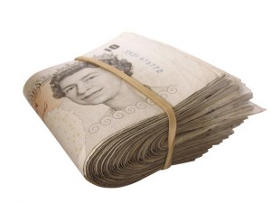 Roll of ten pound notes