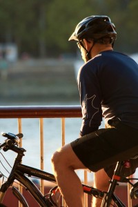 Cyclist by the thames